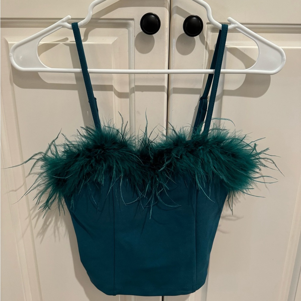 2 piece- Thirty Thirty Crop Top and Skirt with fun feathers!